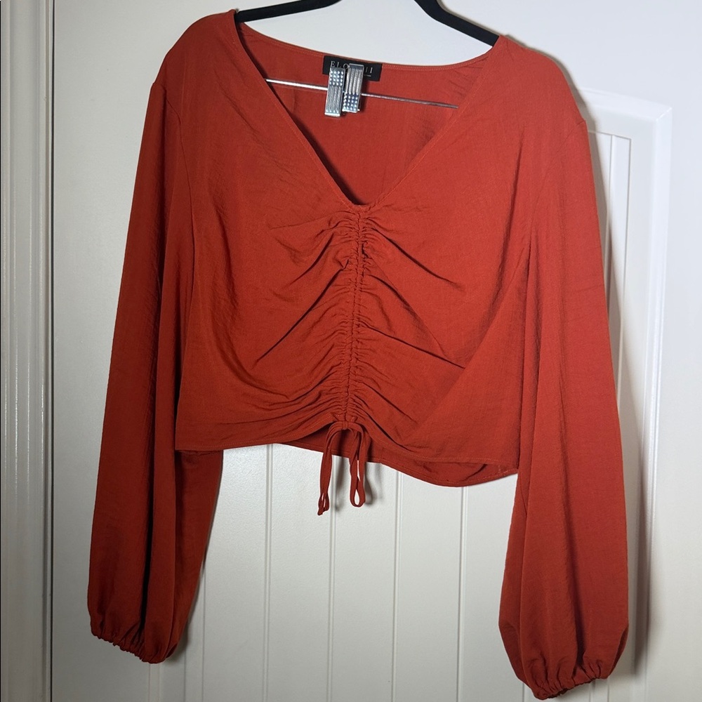 Eloquii Terracotta Ruched Blouse RUST